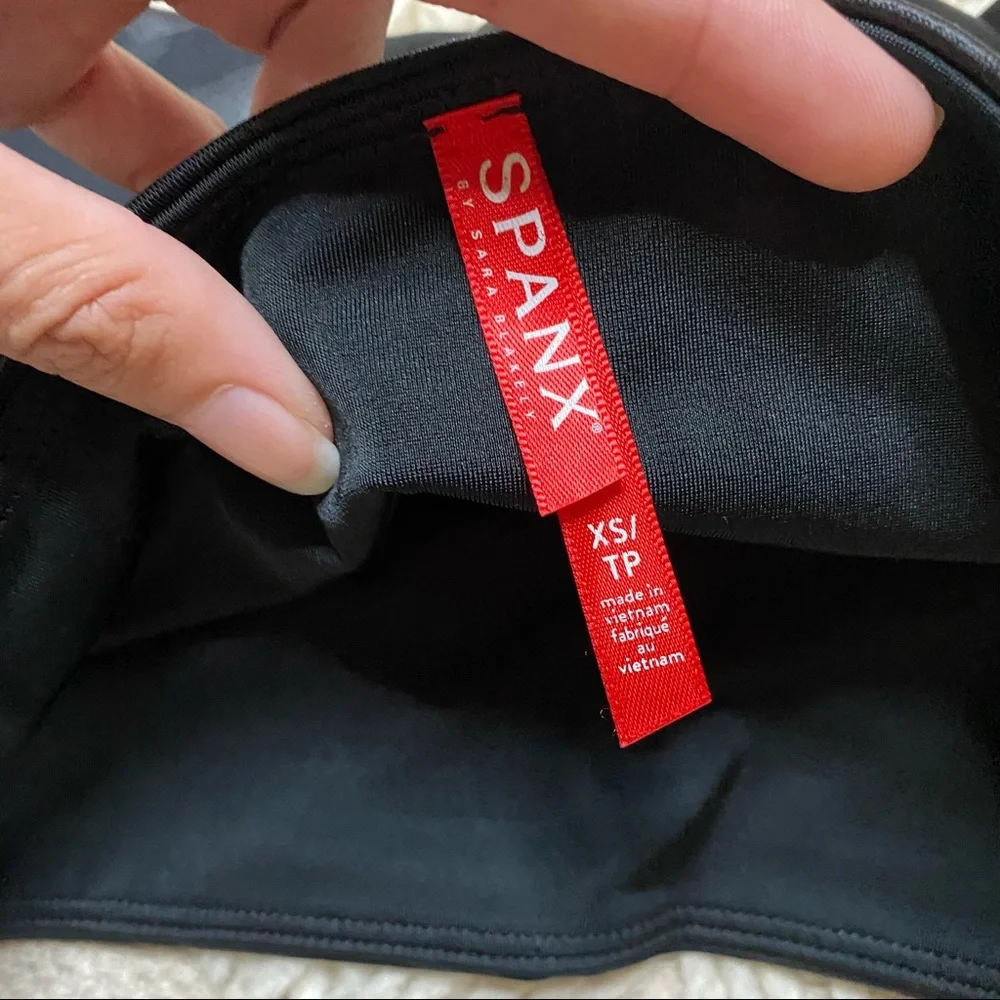 SPANX black faux leather camo leggings XS